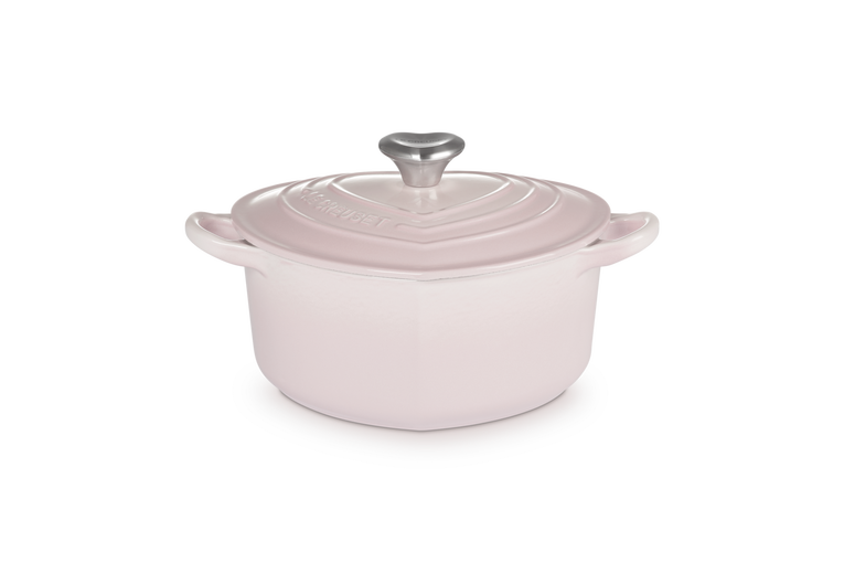 Cast Iron Heart Shaped Casserole with Heart Knob 20CM - Shell Pink