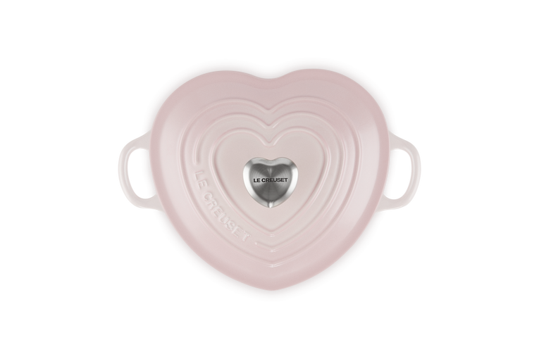 Cast Iron Heart Shaped Casserole with Heart Knob 20cm - Shell Pink