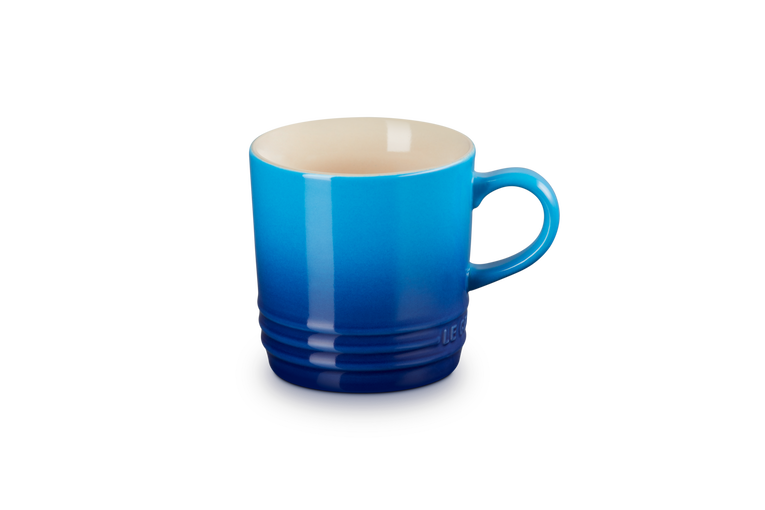 le creuset stoneware cappuccino mug 200ml in azure blue