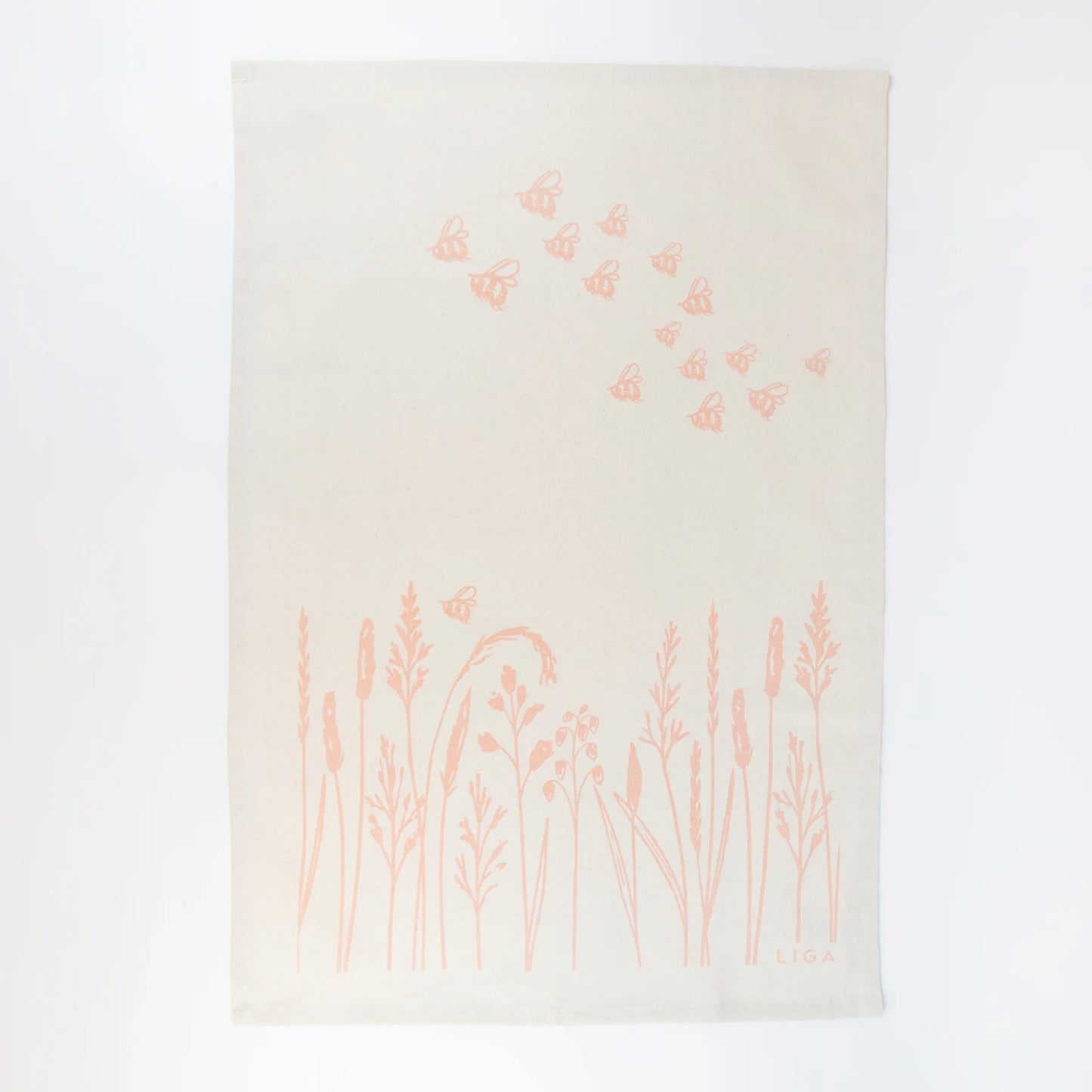 Liga Organic Tea Towel in Native Grasses & Bees