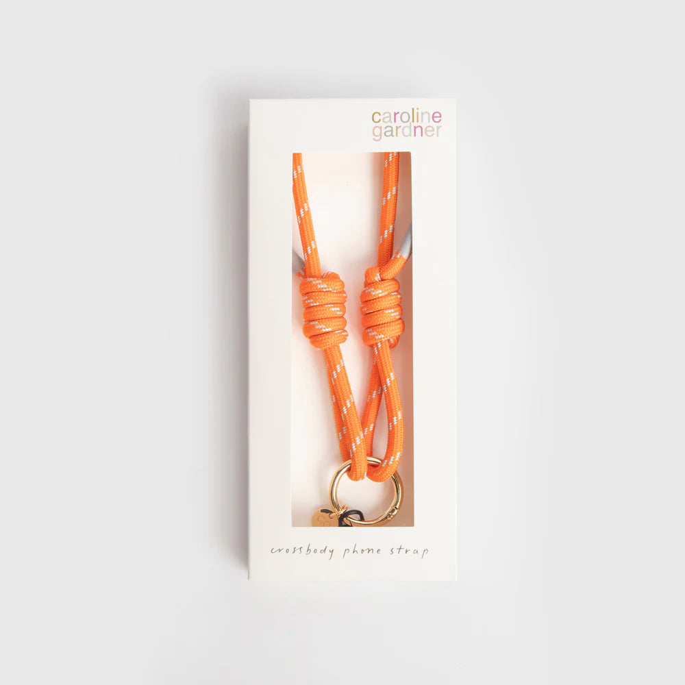Caroline Gardner Cord Crossbody Phone Strap - Orange/Light Blue