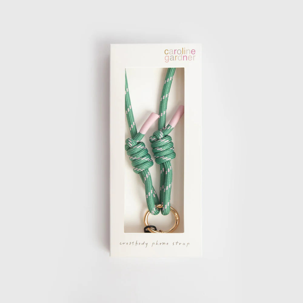 Caroline Gardner Cord Crossbody Phone Strap - Green/Pink