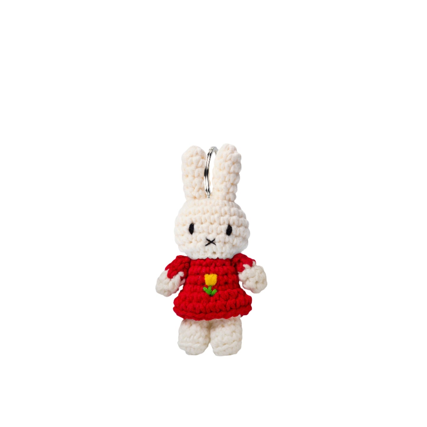 Miffy Handmade Crochet Keyring in Red Tulip dress
