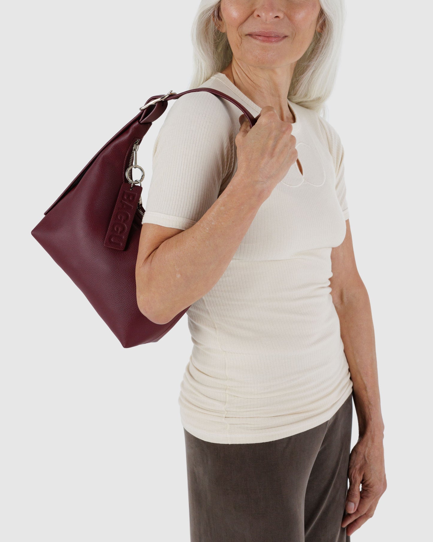 BAGGU Mini Recycled Leather Shoulder Bag - Mahogany