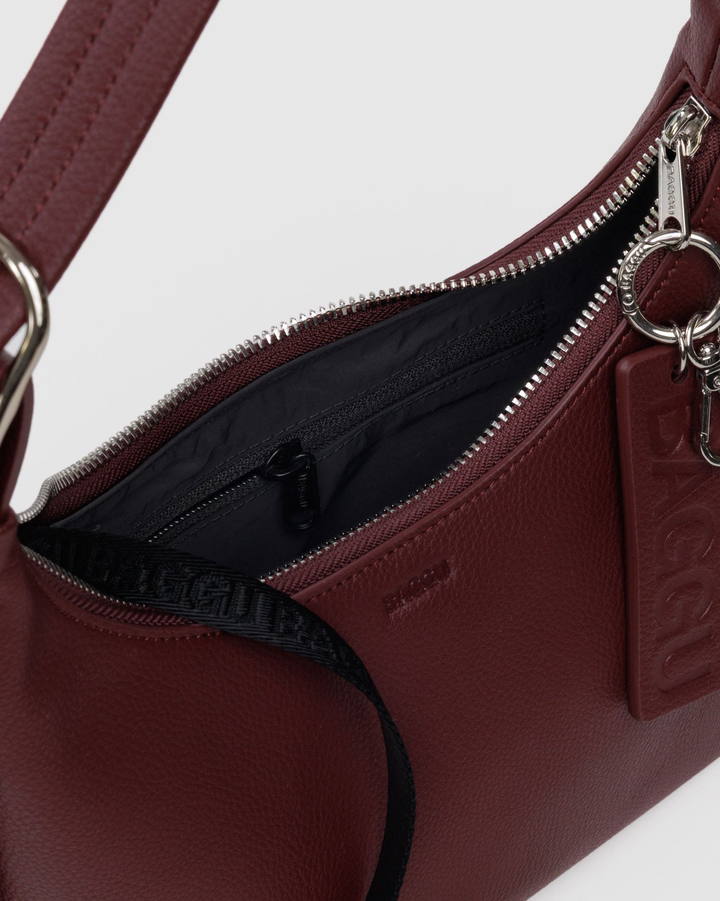 BAGGU Mini Recycled Leather Shoulder Bag - Mahogany