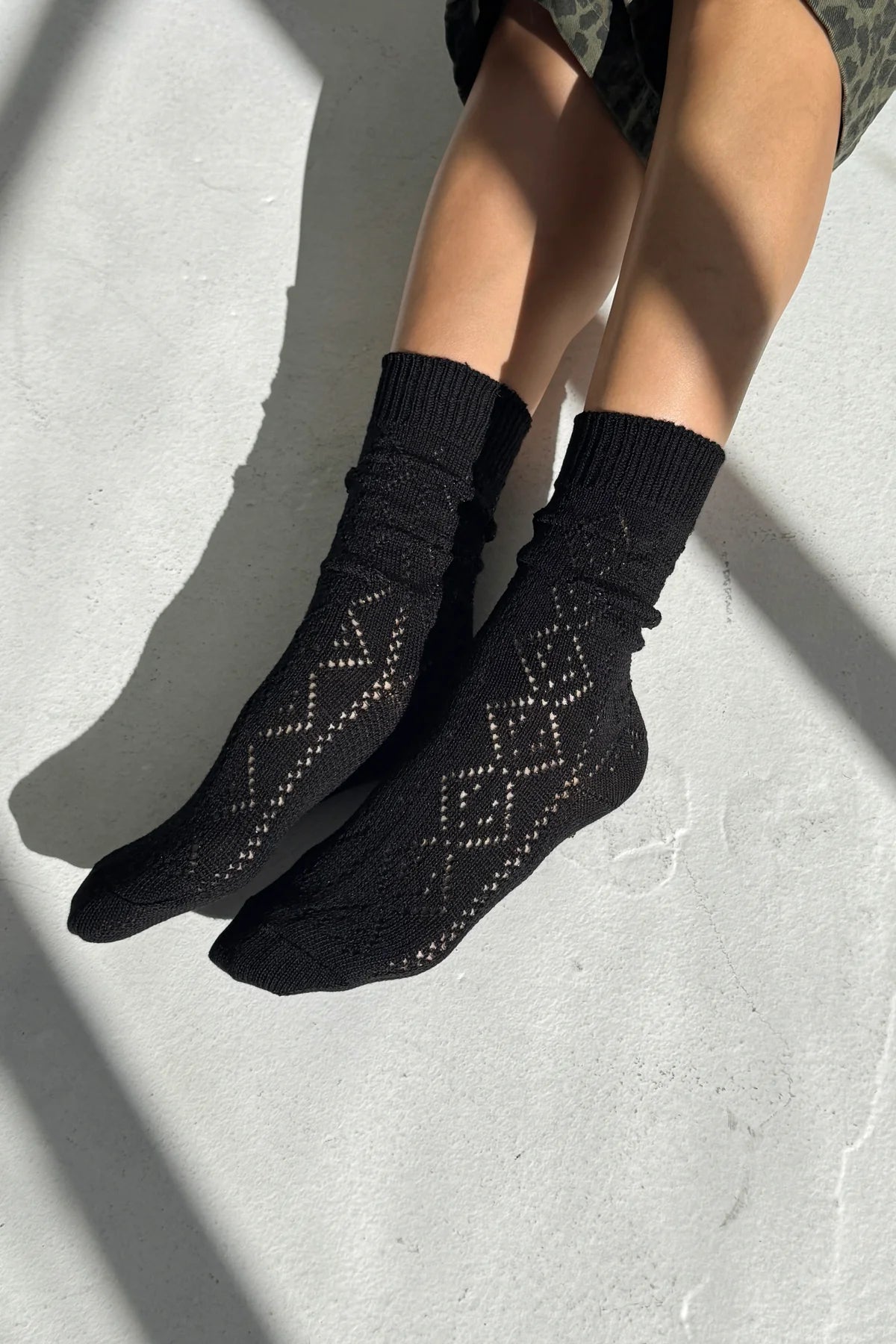 Le Bon Shoppe Modal Eyelet Socks - Jet Black