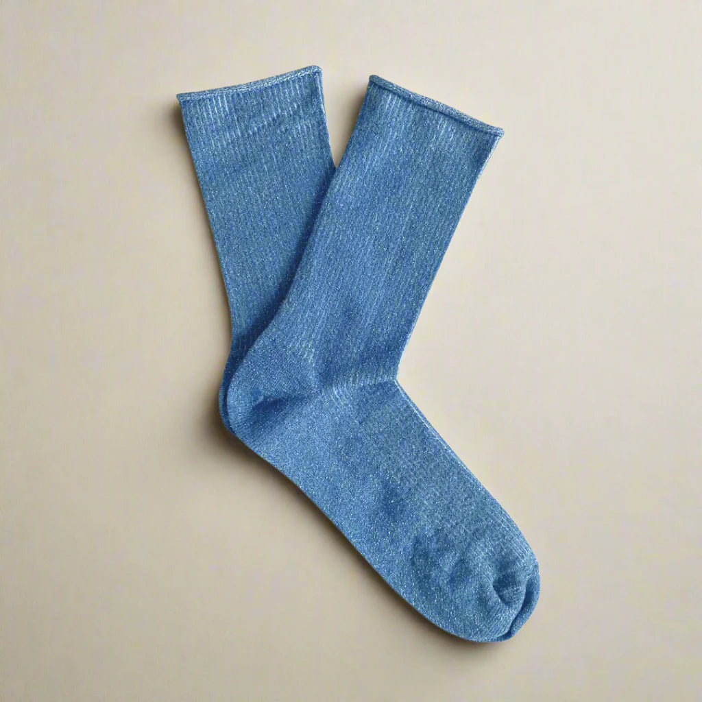 KLUE Glitter Lurex Socks in Eco-friendly Lyocell - Mineral Blue