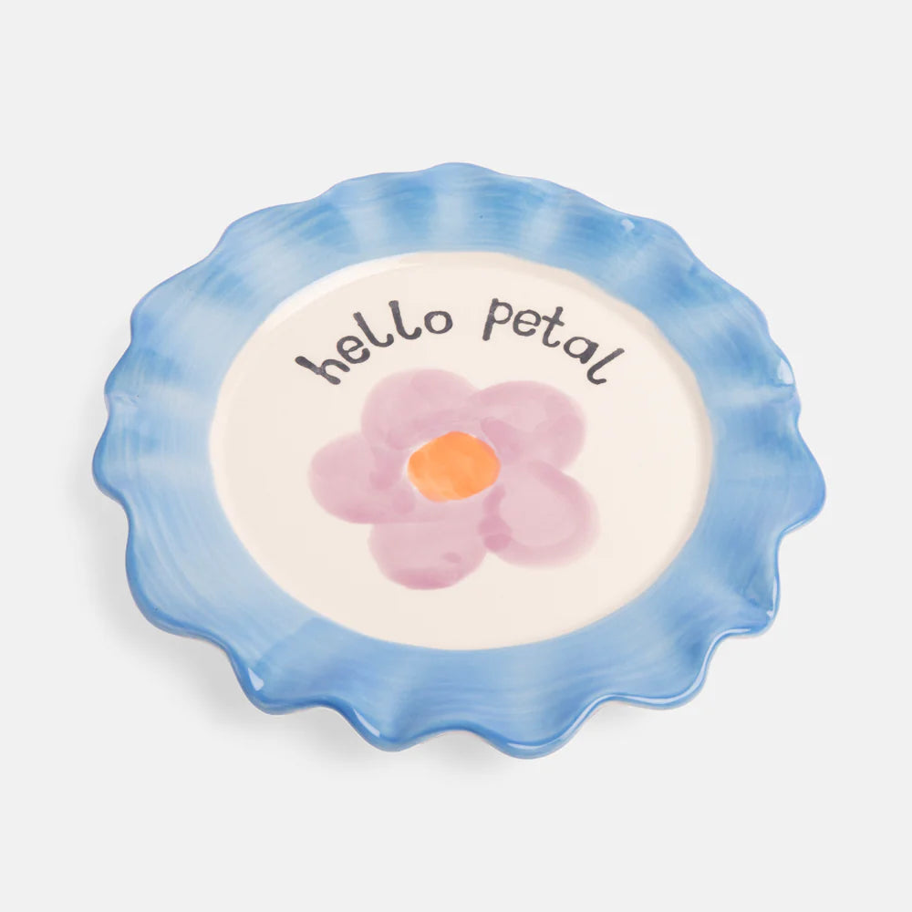 Light Blue Daisy Ceramic Plate