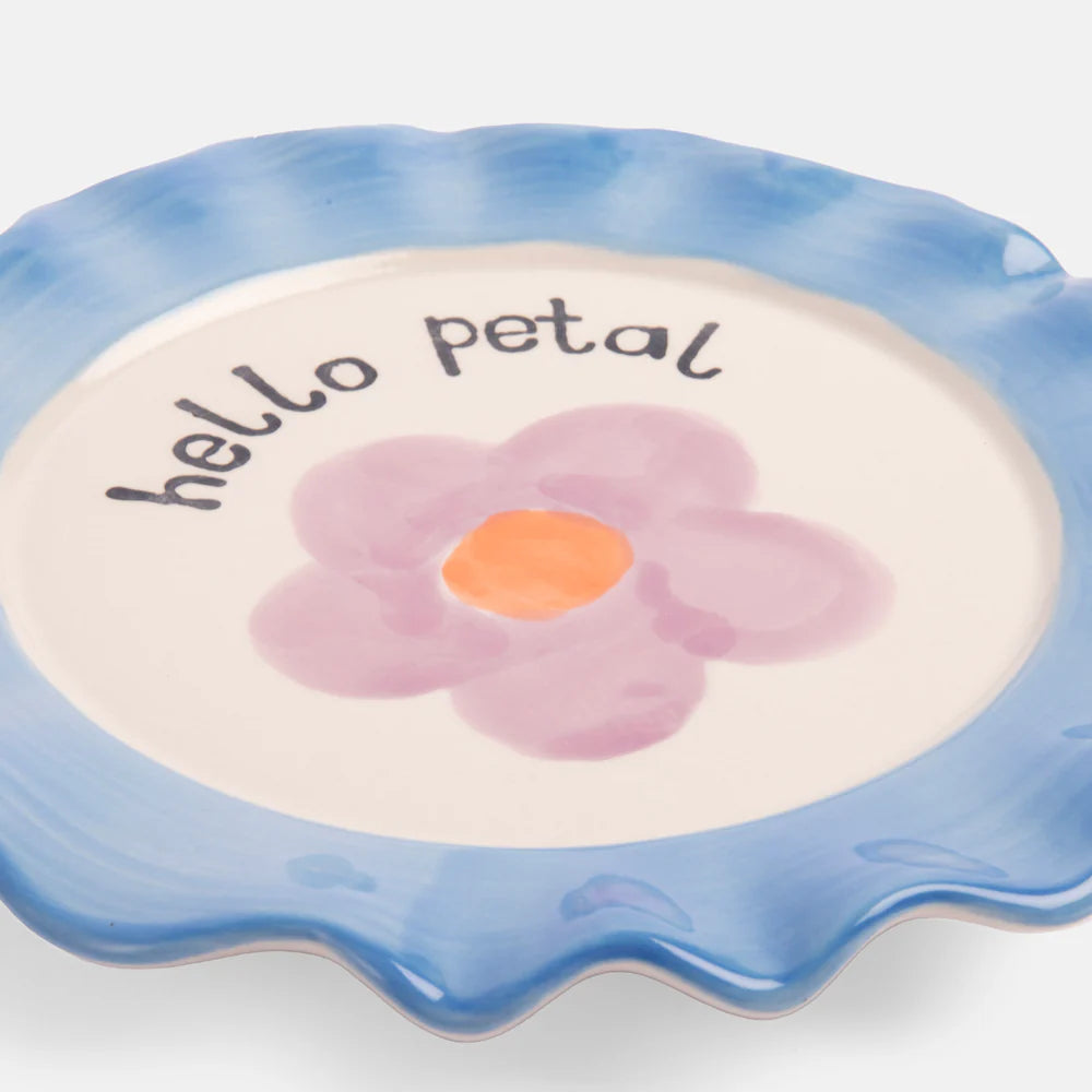 Light Blue Daisy Ceramic Plate