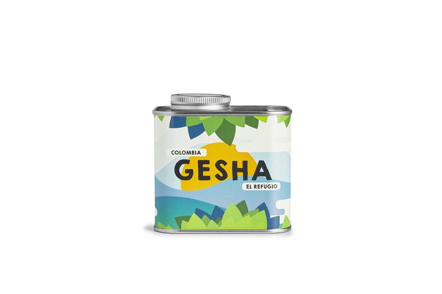 Ride & Grind Gesha Coffee Beans in a colorful in