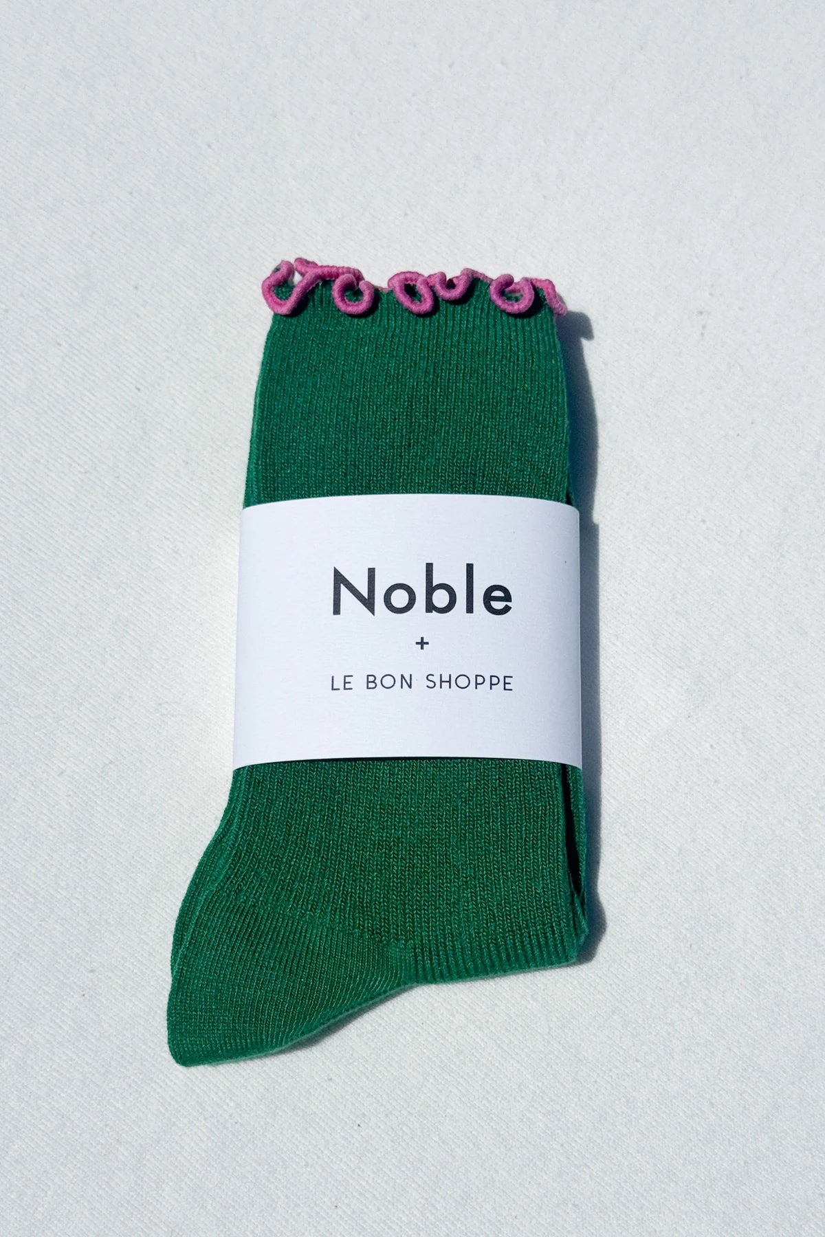 Le Bon Shoppe Ruffled Modal Socks - Spinach/Pink Edge