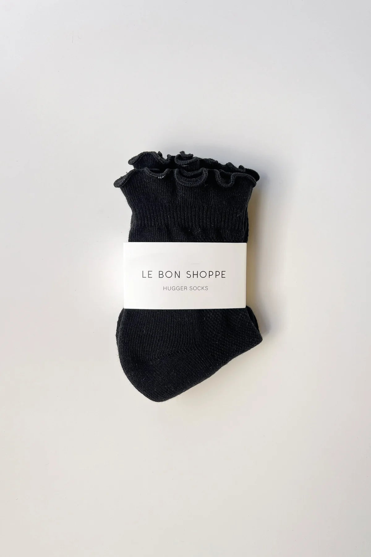 Le Bon Shoppe Ruffled Hugger Crew Socks - Black
