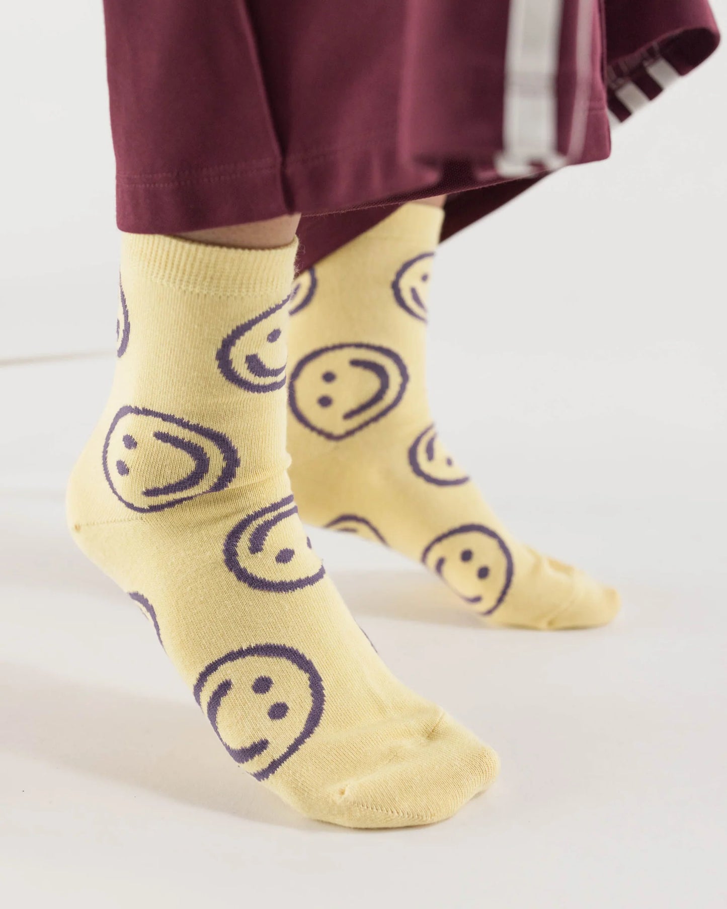 BAGGU Adult Crew Sock - Butter Happy