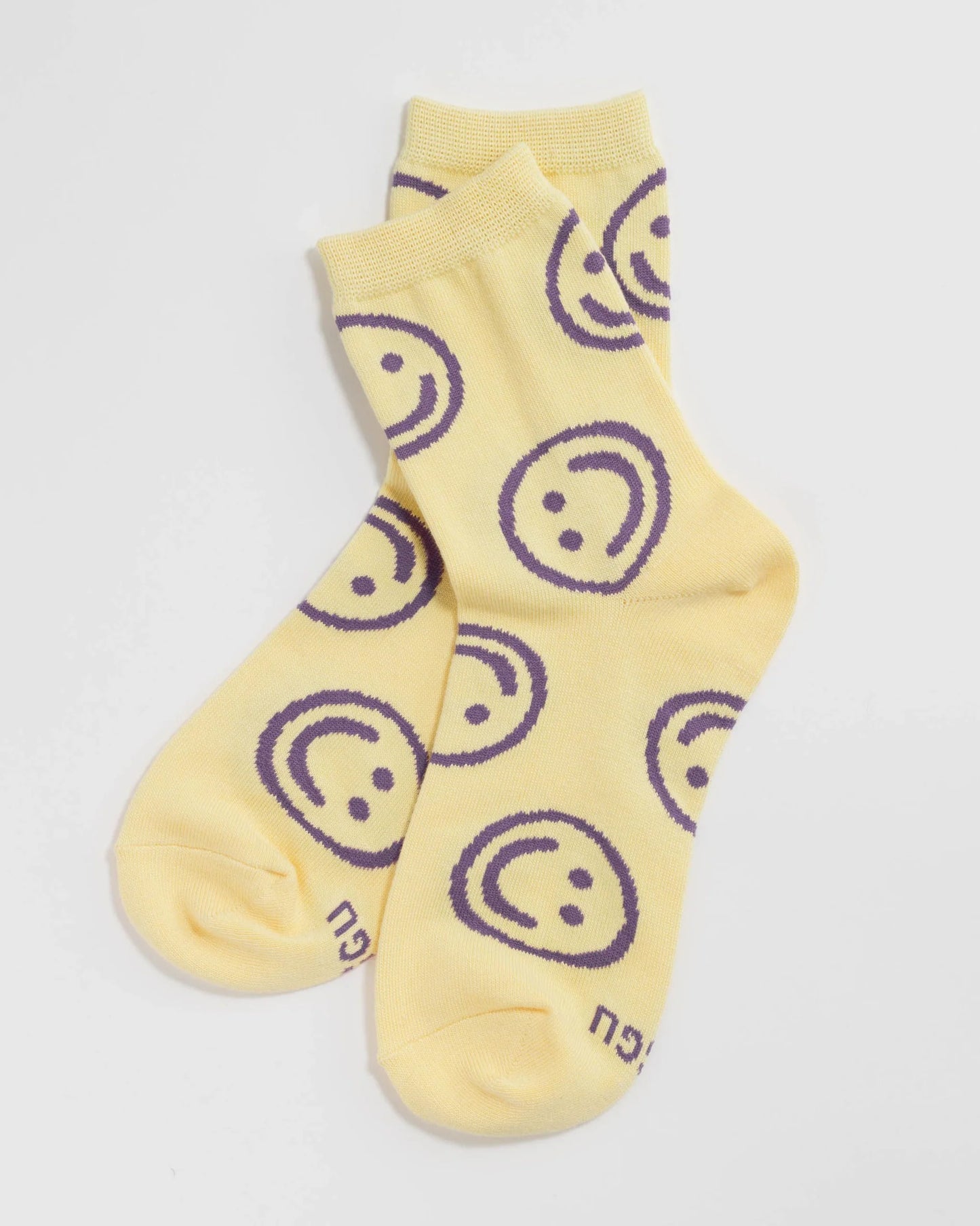 BAGGU Adult Crew Sock - Butter Happy