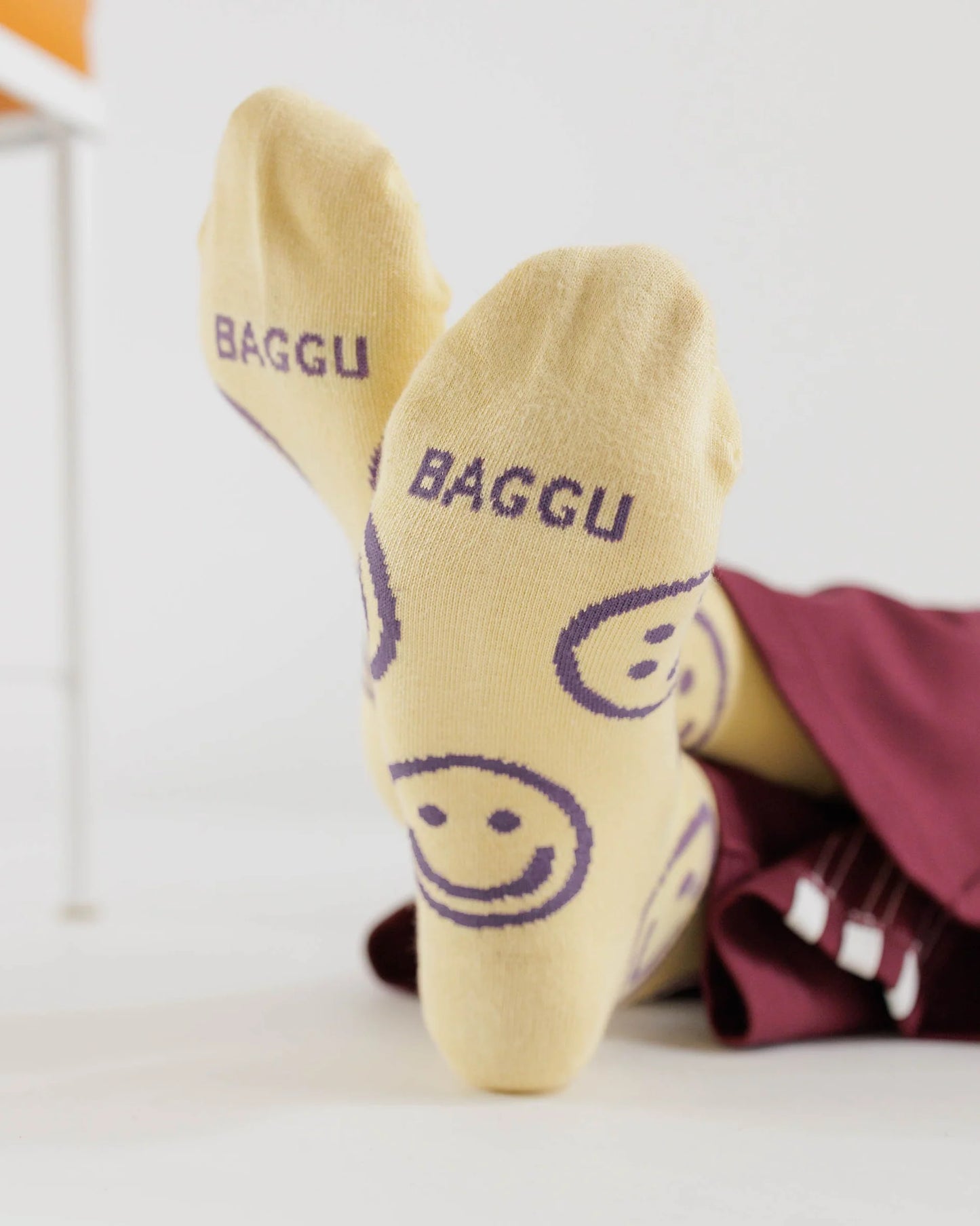 BAGGU Adult Crew Sock - Butter Happy