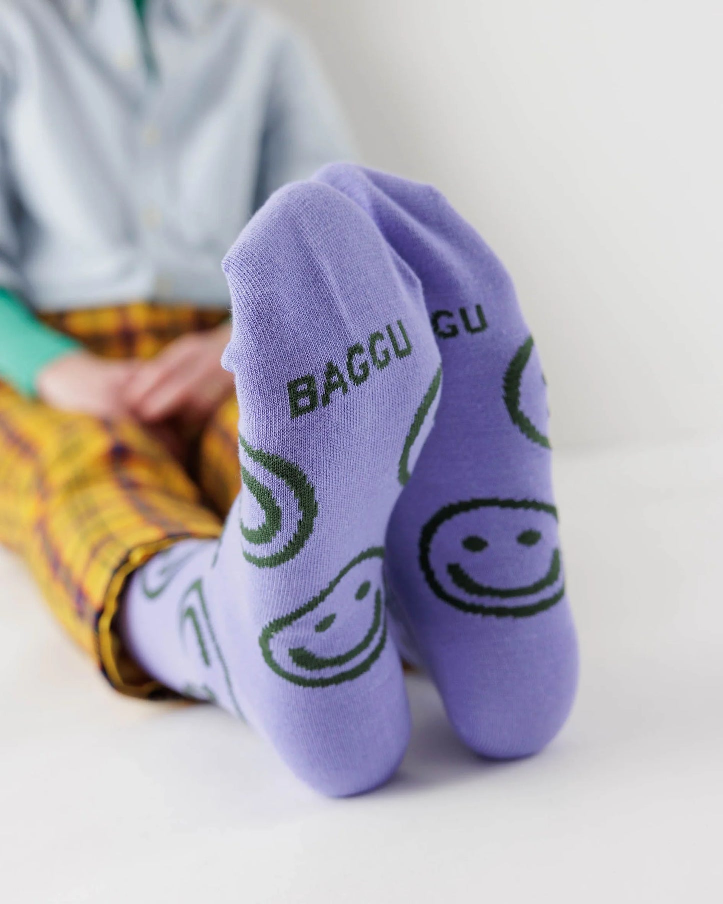 BAGGU Adult Crew Sock - Lavender Happy