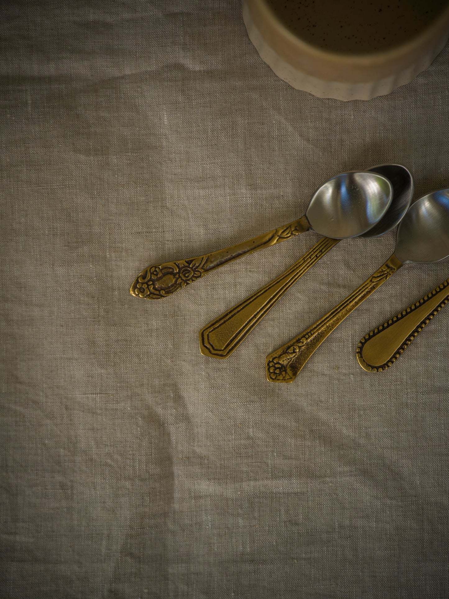 Morgan Wright Antique Style Brass Teaspoons - Set of 4