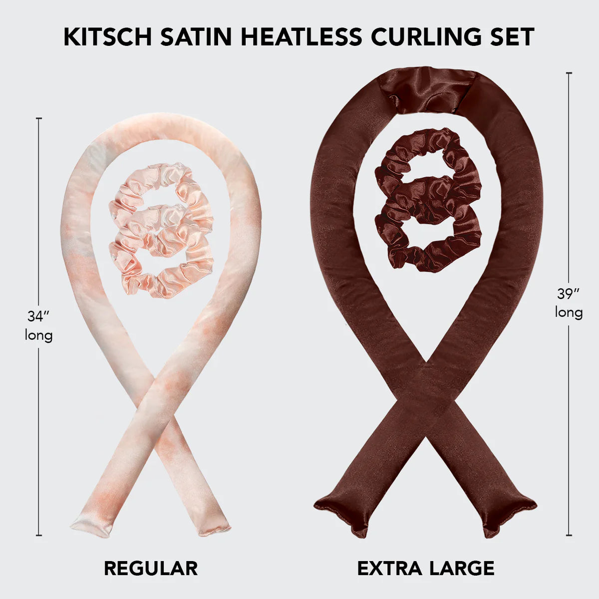 KITSCH XL Satin Heatless Curling Set - Chocolate
