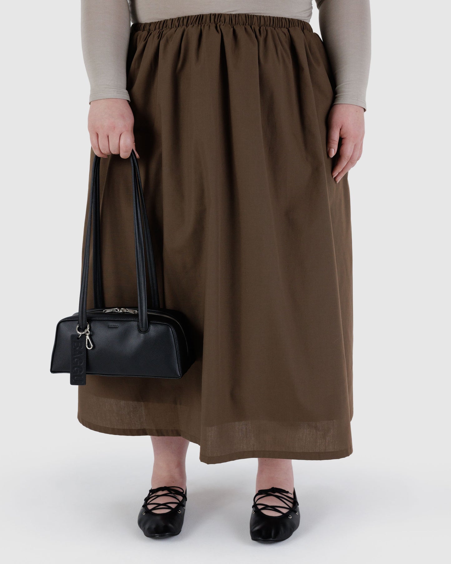 BAGGU Small Recycled Leather Bowler Bag - Black