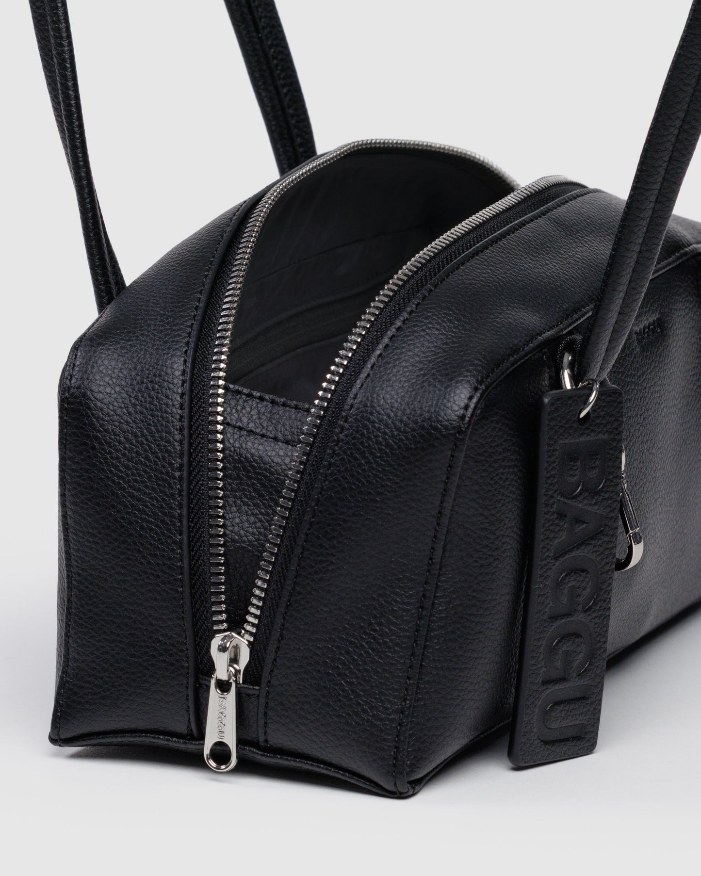 BAGGU Small Recycled Leather Bowler Bag - Black