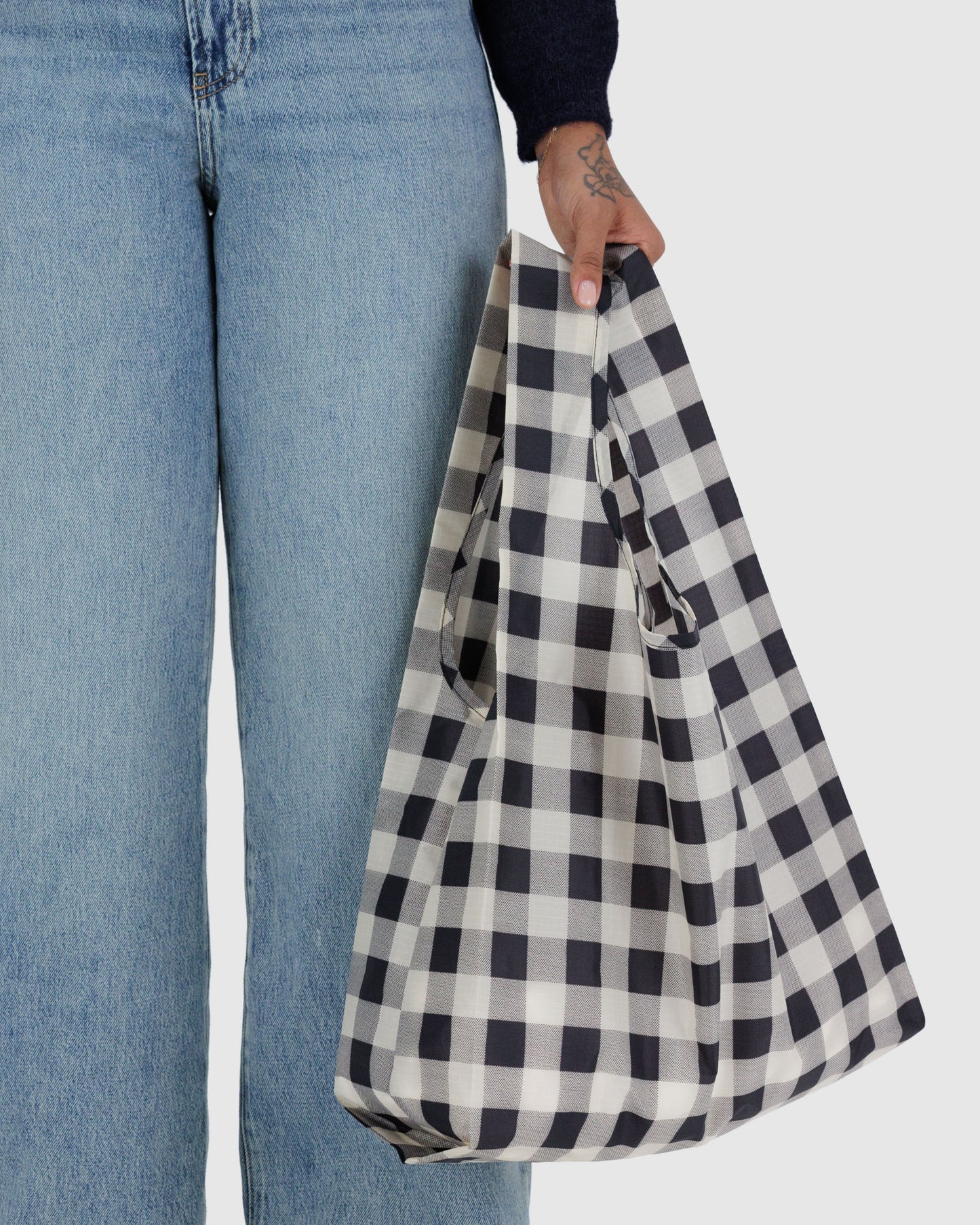 BAGGU Standard Reusable Bag - Black & White Big Check