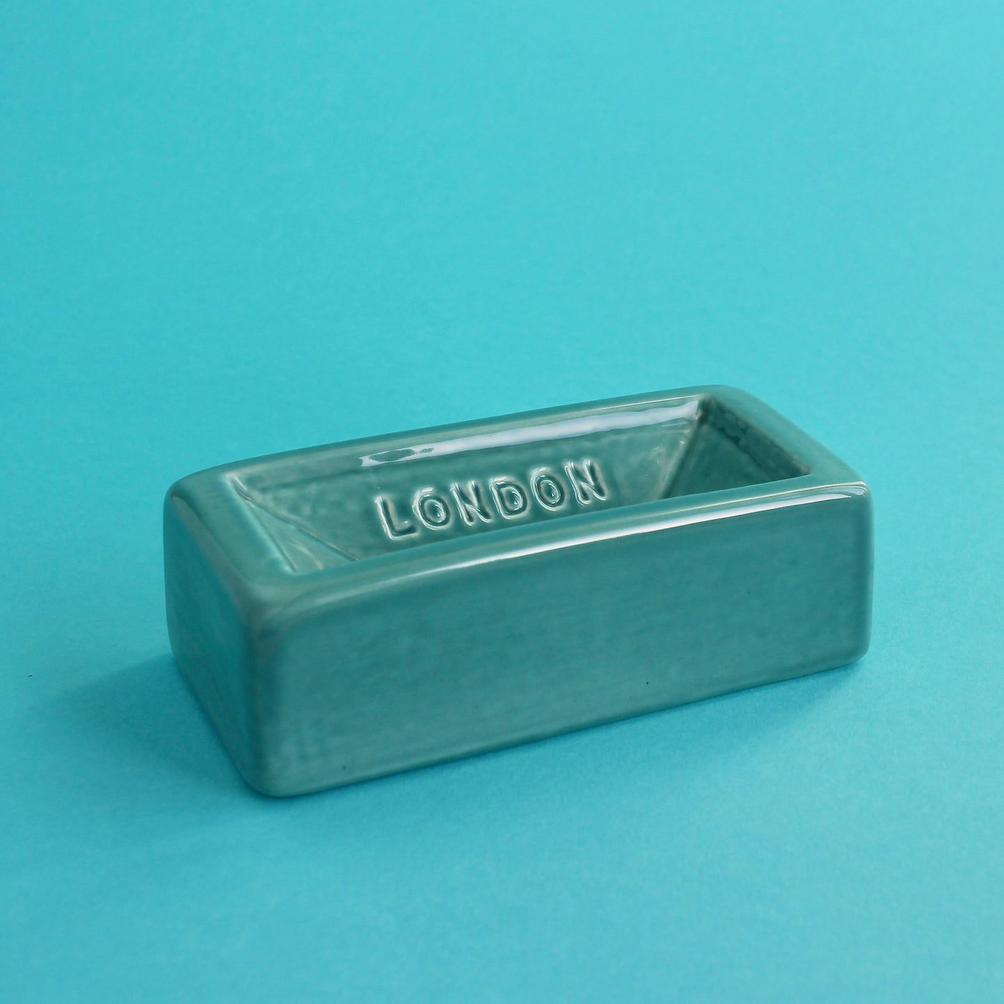 StolenForm London Brick Ceramic Soap Dish in Turquoise