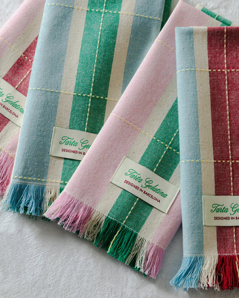 Tarta Gelatina Striped Napkins Set of 2 - Green/Pink