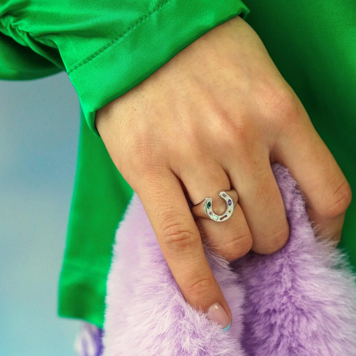 Kaleidoscope Lucky Charm Signet Ring in Silver