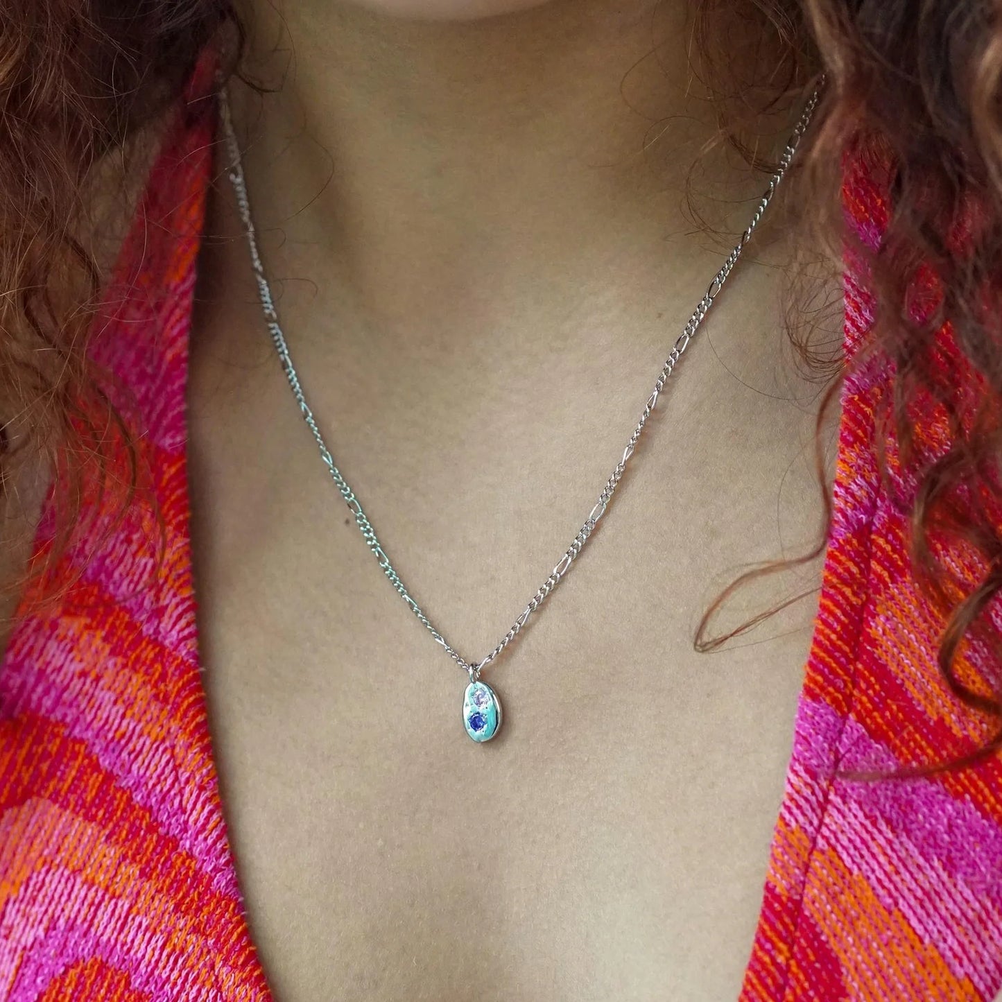 Gemstone Mini Pebble Necklace In Silver