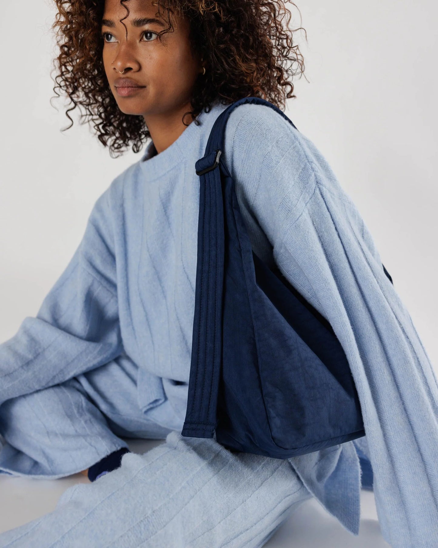 BAGGU Large Nylon Shoulder Bag - Navy