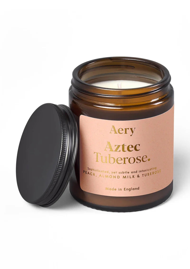 Aery Aztec Tuberose Scented Jar Candle - Peach Almond Milk and Tuberose