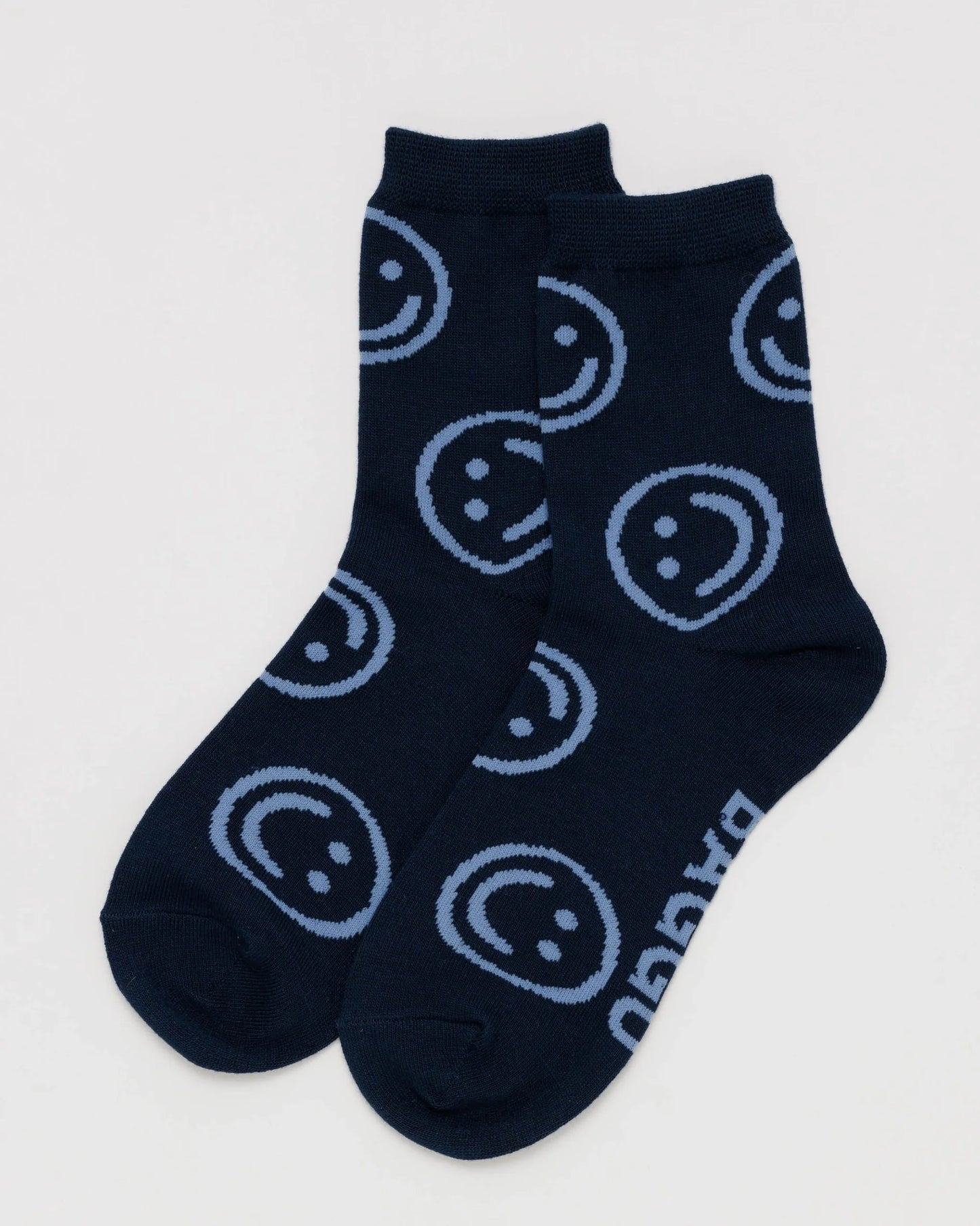 BAGGU Adult Crew Sock - Navy Happy