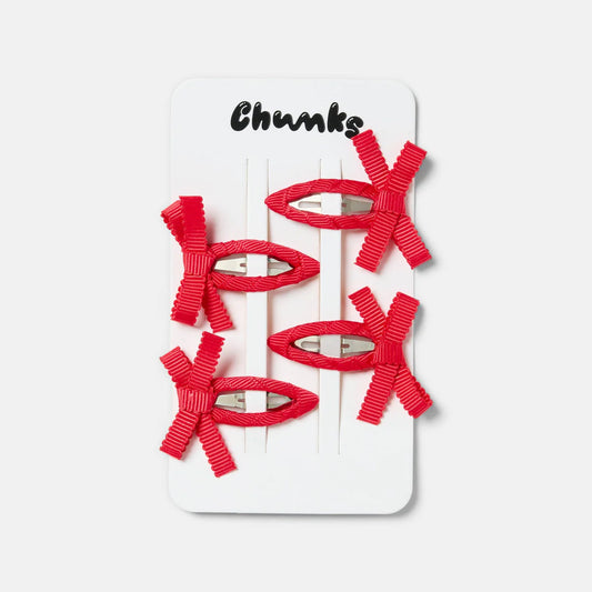 Chunks Bow Snap Clip in Cherry
