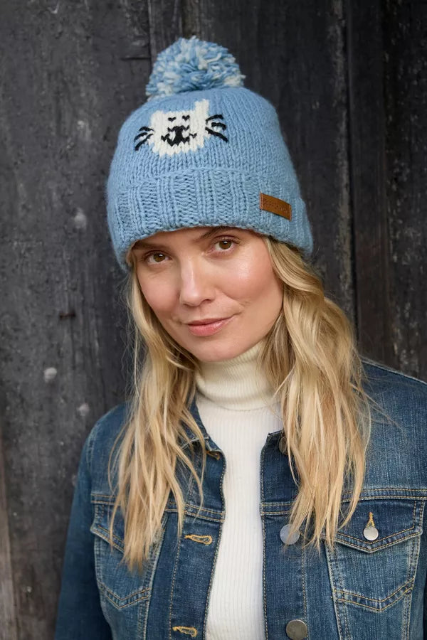 Pachamama Smiley Cat Sky Bobble Beanie