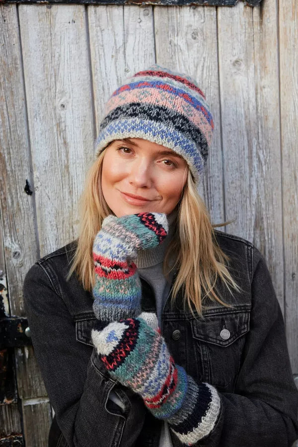 Pachamama Knitted Beanie in Classic Fairisle Oatmeal