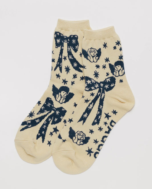 BAGGU Adult Crew Sock - Cherub Bows
