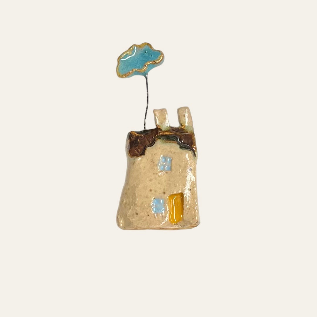 Tiny handmade ceramic scottish house - cloud