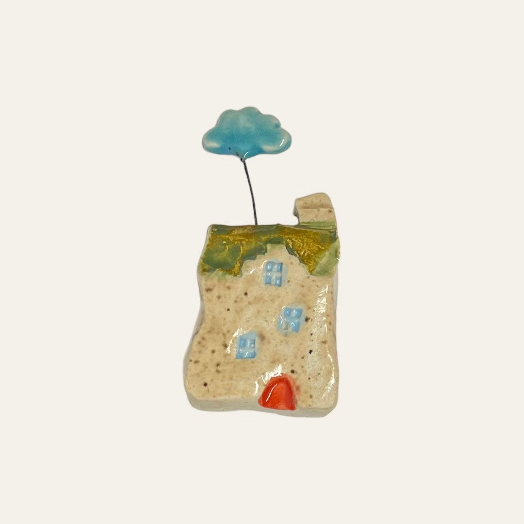 Tiny handmade ceramic Scottish house - cloud
