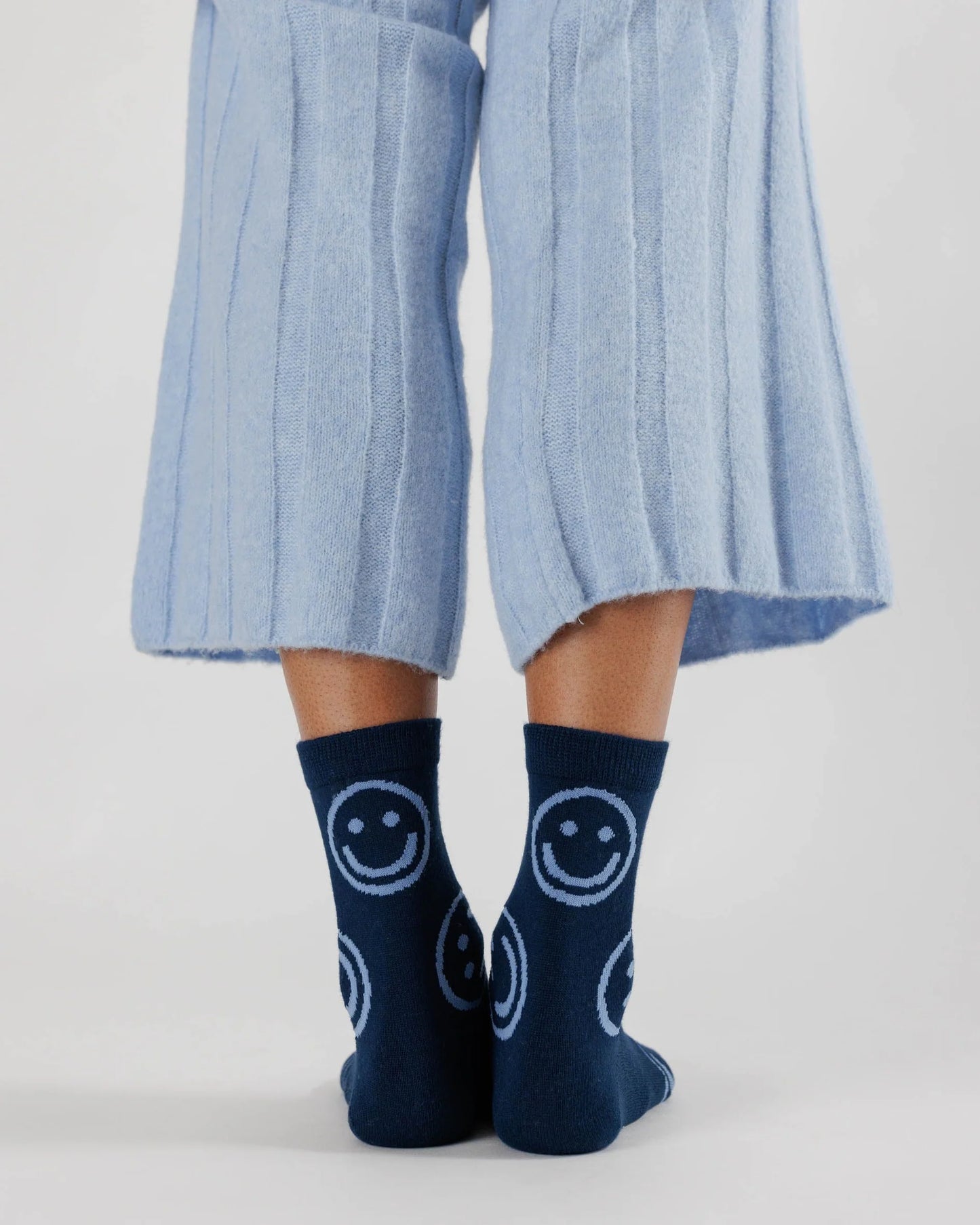 BAGGU Adult Crew Sock - Navy Happy