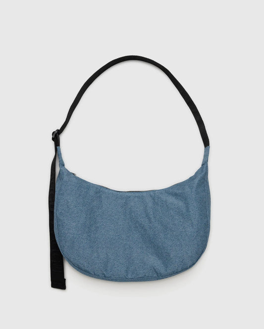 BAGGU Medium Nylon Crescent bag in digital denim colour 