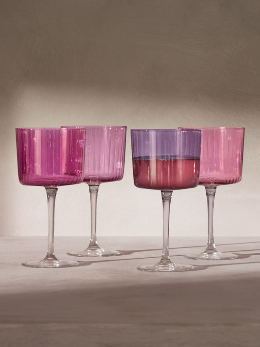 hand painted wine glasses in the shade garnet ( set of 4)