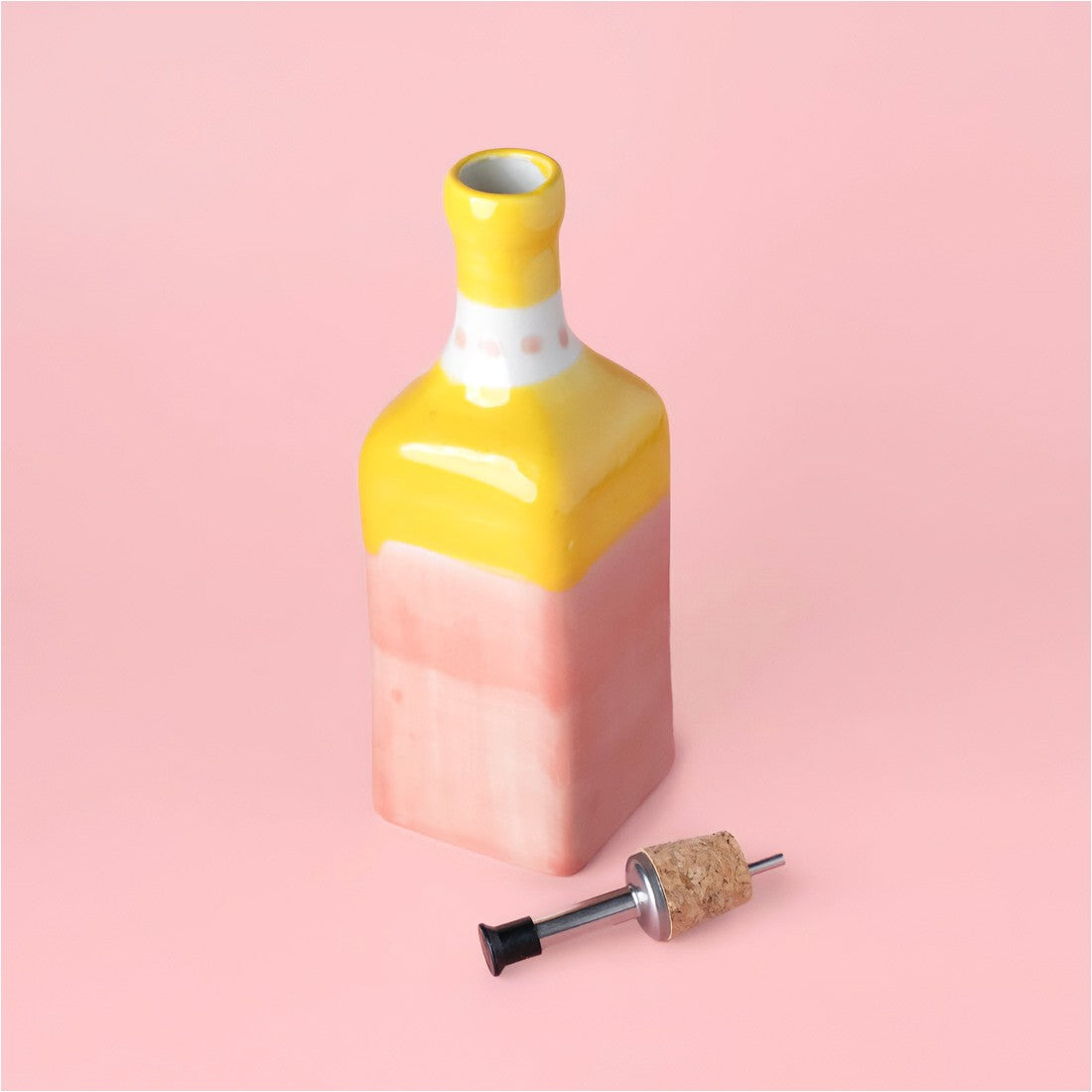 Tierra Cocida Ceramic Oil Dispenser - Yellow & Pink /Valentina
