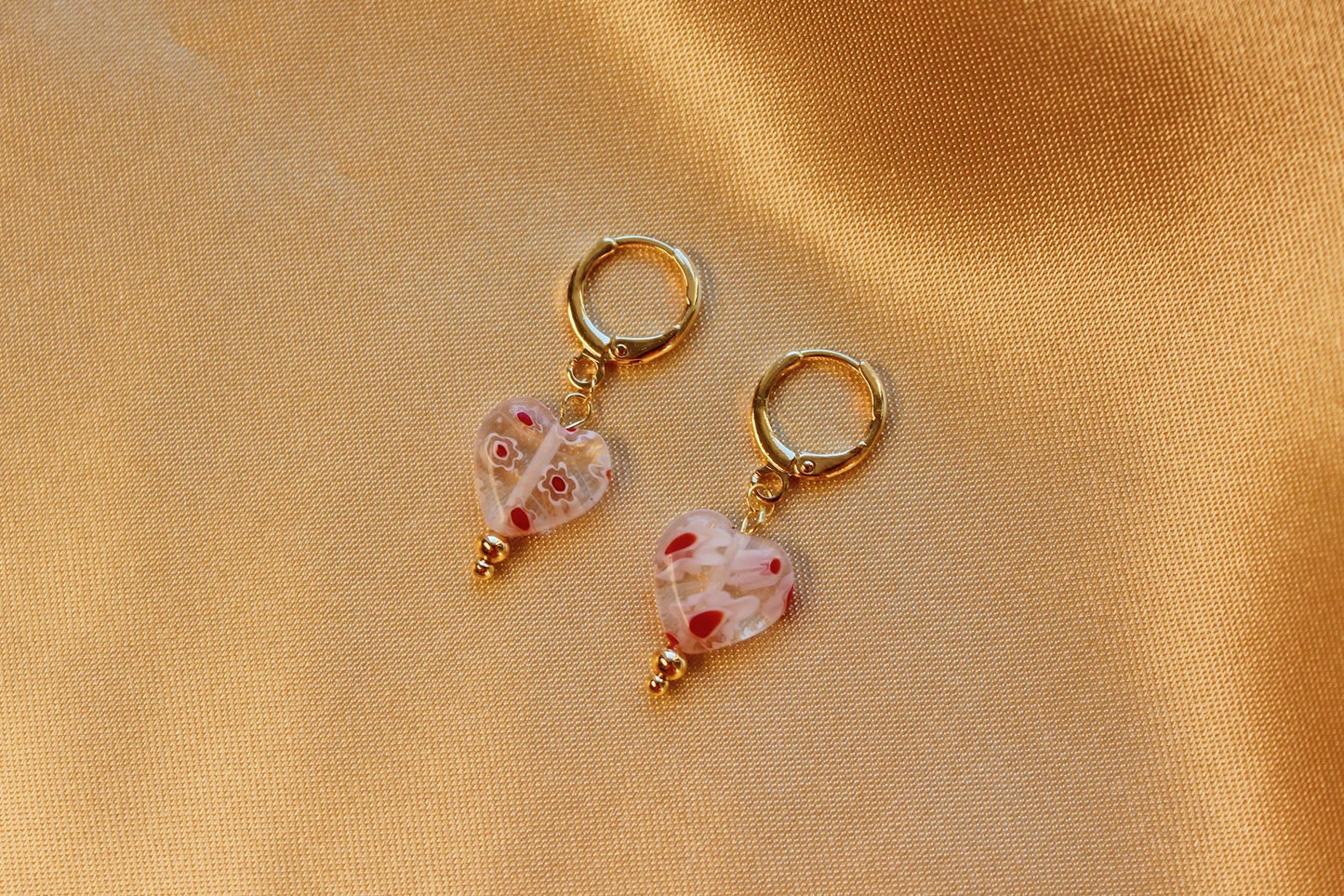 Wonder Lounge Glass Heart Huggie Hoops Earrings