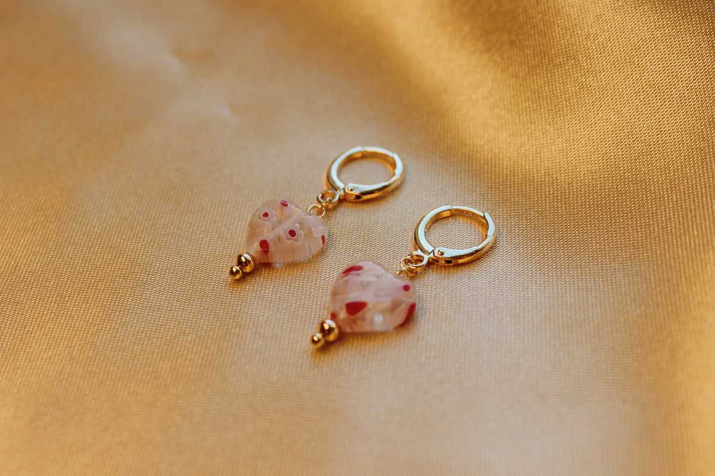 Wonder Lounge Glass Heart Huggie Hoops Earrings