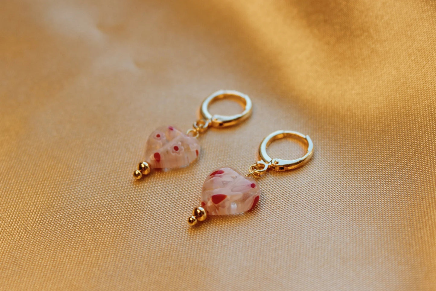 Wonder Lounge Glass Heart Huggie Hoops Earrings