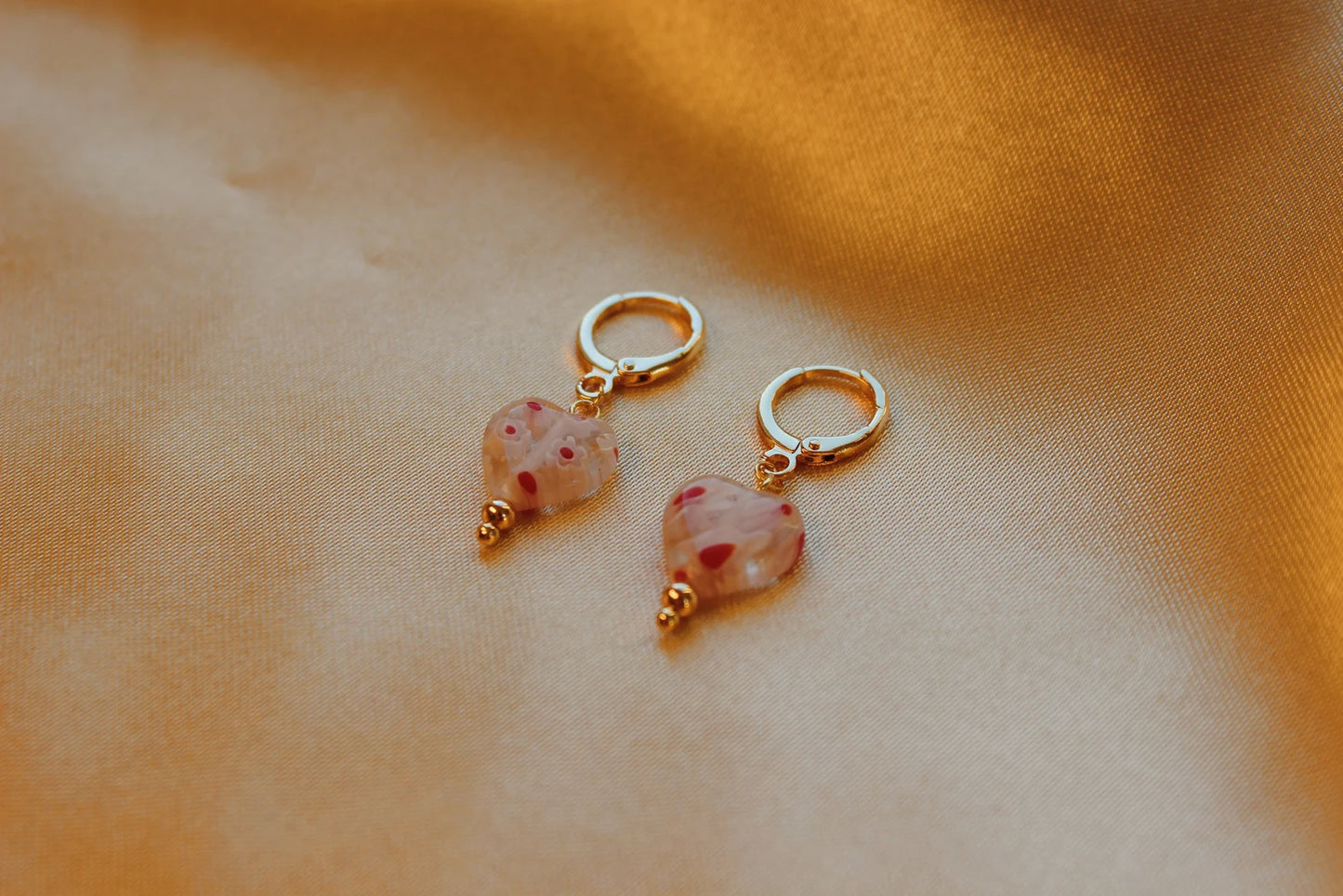 Wonder Lounge Glass Heart Huggie Hoops Earrings