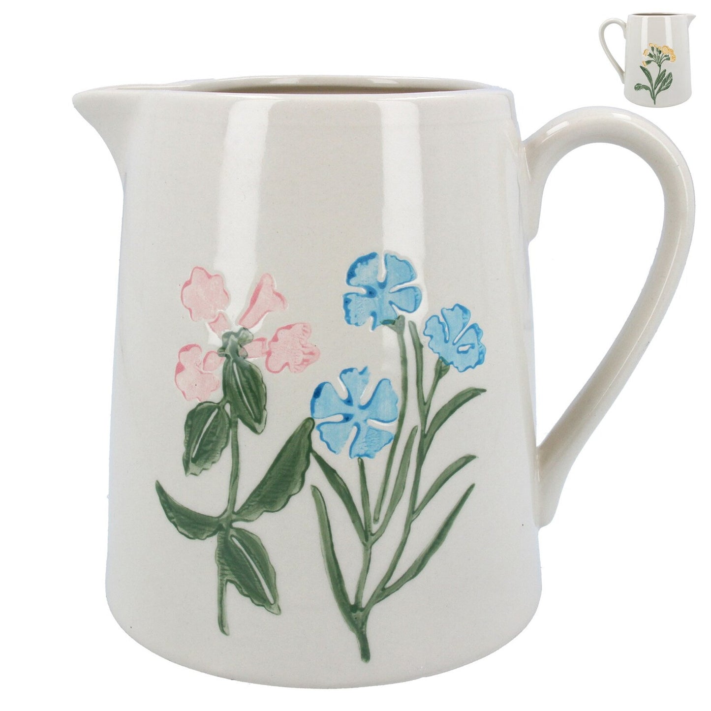 Gisela Graham Stoneware Primavera Floral Pitcher