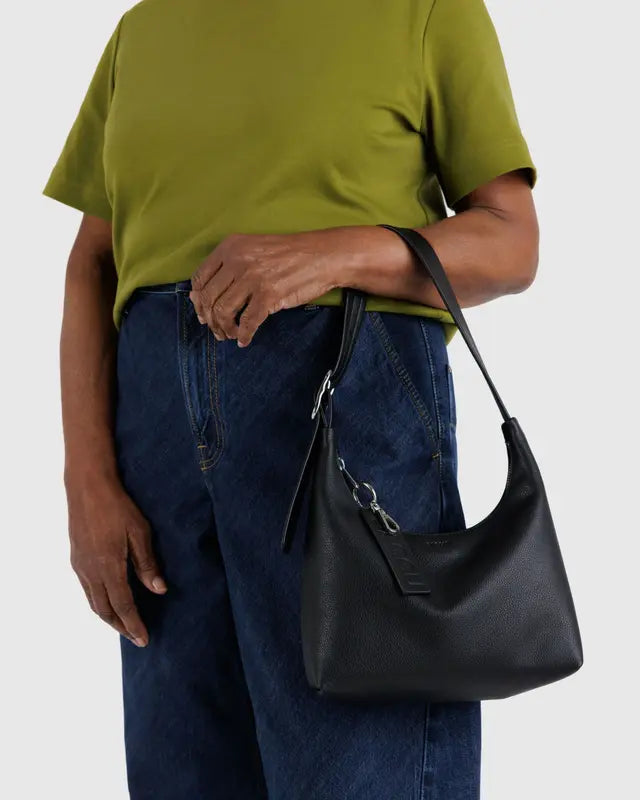 BAGGU BAGGU Mini Recycled Leather Shoulder Bag - Black