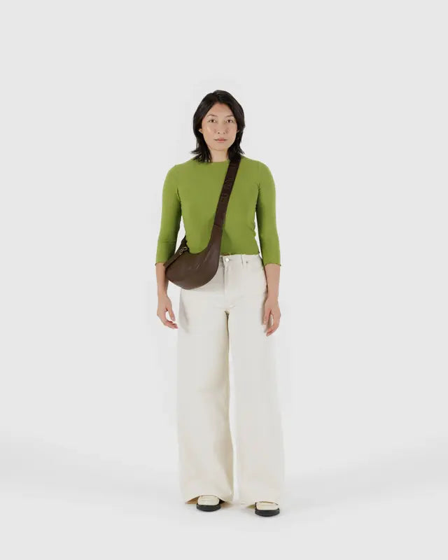 BAGGU Small Recycled Leather Crescent Bag - Brown
