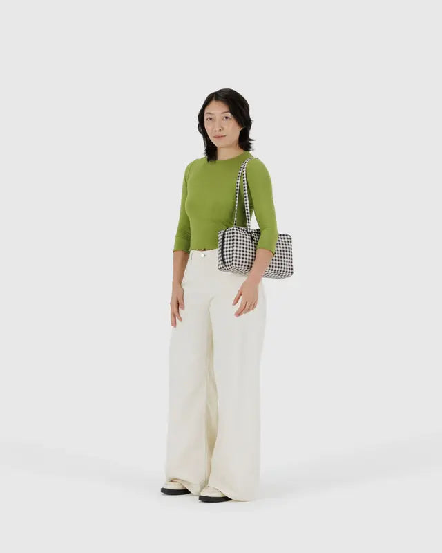 BAGGU Nylon Bowler Bag - Black & White Gingham